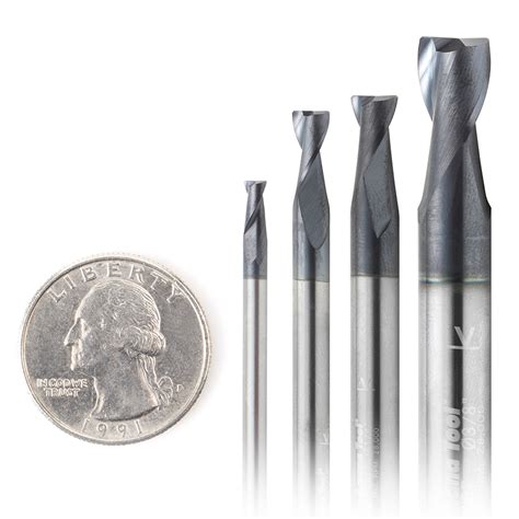 AMS-154 4-Pack CNC Spiral End Mill, Steel & Stainless Steel Cutting with AlTiN Coating Router Bits