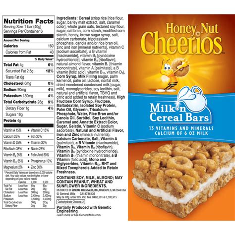 Honey Nut Cheerios Cereal Bar Nutrition Facts | Besto Blog