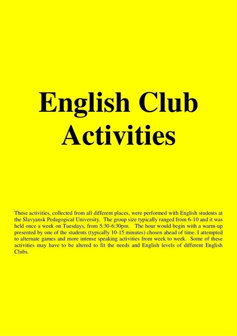 English club activities