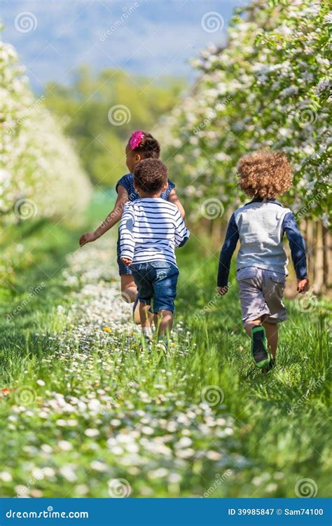 African American Childrens Playing Outdoor - Black People Stock Photo ...