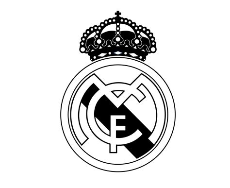 Real Madrid Logo Symbol Black And White Design Spain football Vector ...