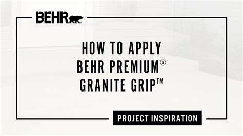 How to Apply BEHR PREMIUM® Granite Grip™ - YouTube