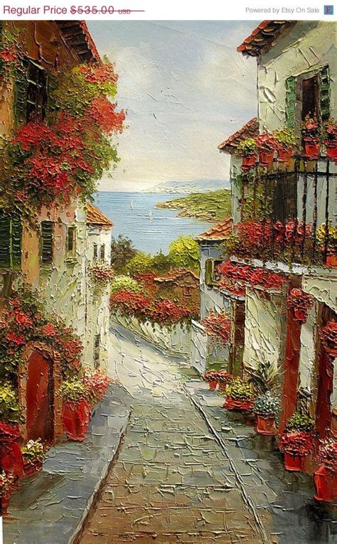 Sale Original Oil Painting Summer French Village por ArtPaintingsMP ...