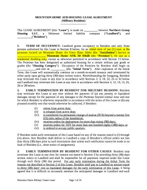 MOUNTAIN HOME AFB HOUSING LEASE AGREEMENT Doc Template | pdfFiller