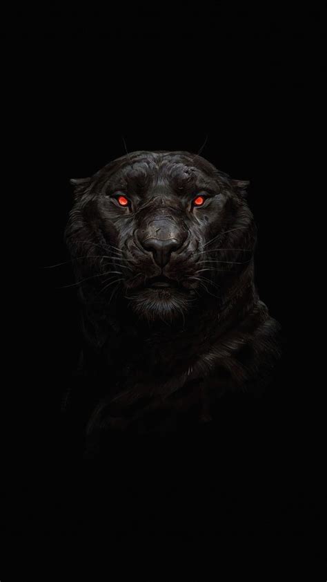 2160x3840 Tiger, glowing red eye, minimal, dark wallpaper | Jaguar animal, Black jaguar animal ...