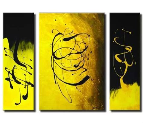 Painting for sale - black and yellow abstract painting #2202