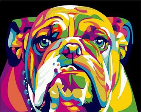 Colorful Bulldog Paint By Numbers - Numeral Paint Kit