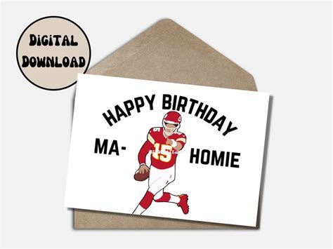 Patrick Mahomes Birthday Card Greeting Kansas City Chiefs Funny Cartoon ...