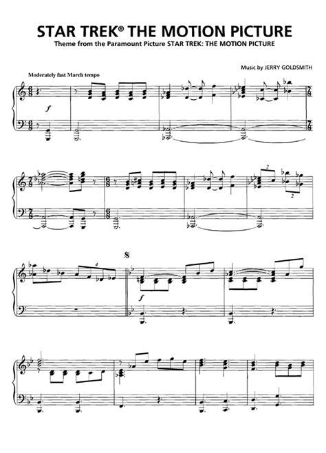 STAR TREK THE MOTION PICTURE Piano Sheet music | Easy Sheet Music