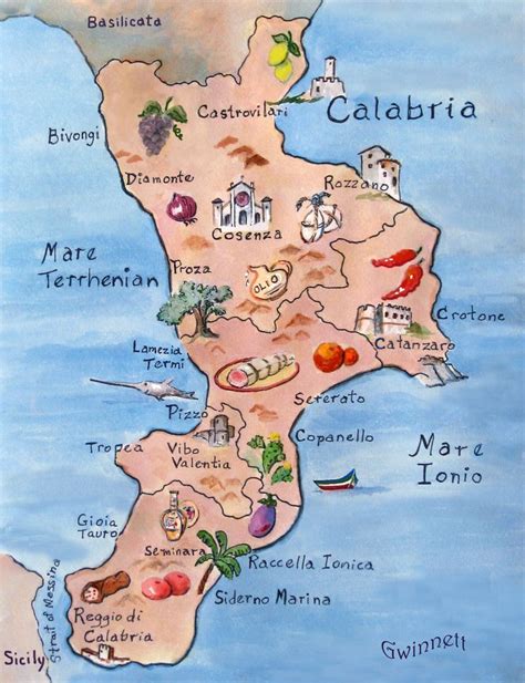 Calabria Italy Map Custom - Etsy | Mappe illustrate, Calabria, Mappa dell'italia