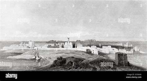 View of Tyre, Lebanon. Old engraving by Lemaitre published in L'Univers ...