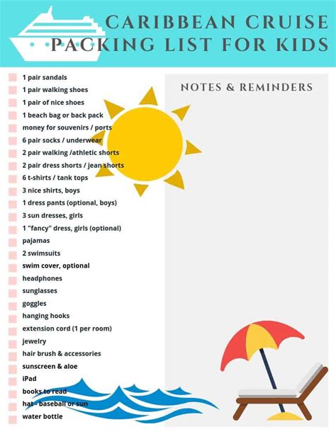 free printable caribbean cruise packing list - the cruise packing checklist 85 items to bring ...