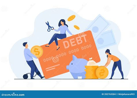 Tiny People in Trap of Credit Card Debt Stock Vector - Illustration of ...