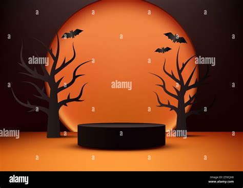 Halloween colors theme product display 3D black podium decoration with ...