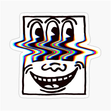 "Three Eyed Smiling Face Glitch" Sticker for Sale by idea-is-king | Redbubble