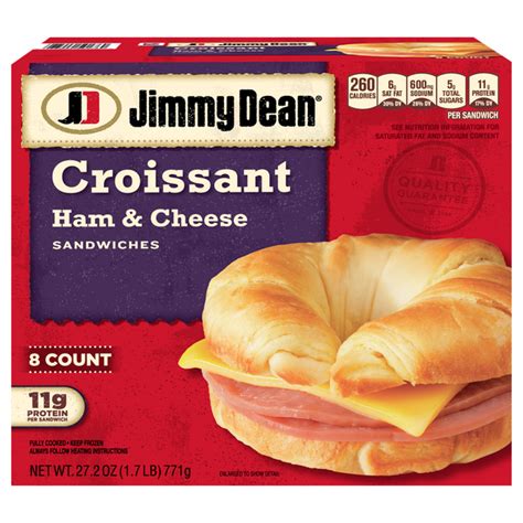 Save on Jimmy Dean Croissant Sandwiches Ham & Cheese - 8 ct Order Online Delivery | Food Lion