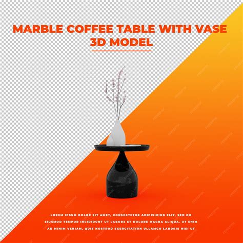 Premium PSD | Marble coffee table with vase