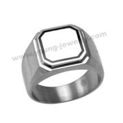 Steel Square Signet Photo Engraved Ring
