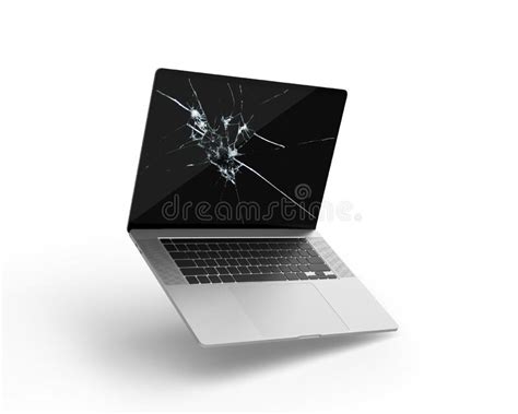 Broken Screen 3d Rendered Laptop Isolated on White Background - Smashed Cracked Screen Laptop ...