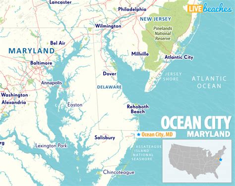 Map of Ocean City, Maryland - Live Beaches