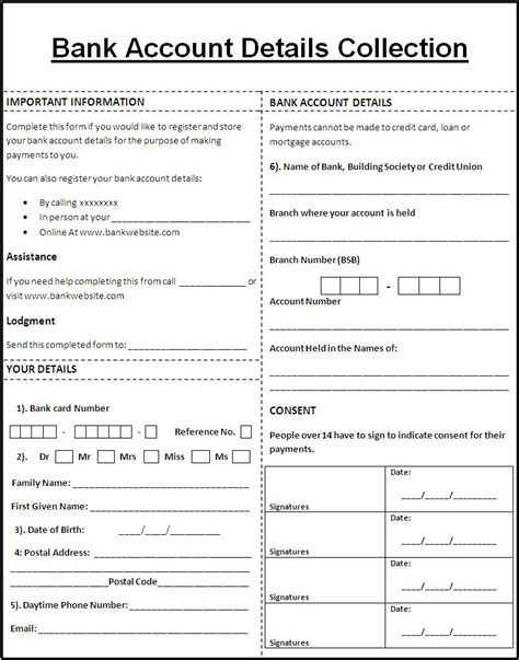 6+ Bank Account Word Forms | Free Word Templates