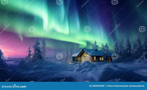 Northern Lights or Aurora Borealis in the Night Sky Stock Photo - Image ...