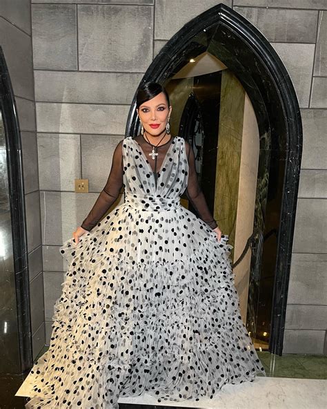 Kris Jenner shows off black & white polka dot ball gown with sheer sleeves for Kourtney ...