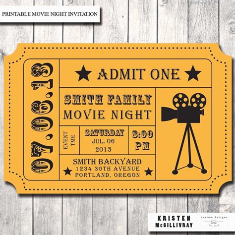 Movie Night Invite Template Elegant Free Printable Movie Tickets Template Ticket … | Movie night ...