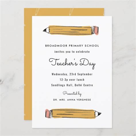 Pencil Teachers Day Invitation | Zazzle | Teacher cards, Teachers' day, Teachers day card