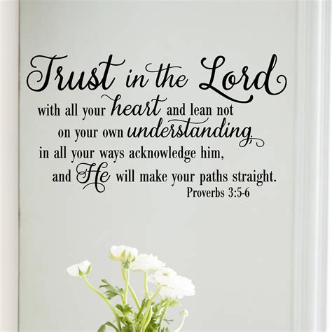 Trust in the Lord With All Your Heart Proverbs 3:5-6 Vinyl Lettering Wall Decal Sticker ...