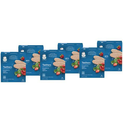 Gerber Teethers, Strawberry Apple Spinach, 1.7 oz, 12 count Box (Pack of 6) - Walmart.com ...