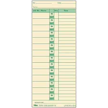 Amazon.com : TOPS Time Cards, Semi-Monthly, 2-Sided, 3-1/2" x 10-1/2", Manila, Green/Red Print ...