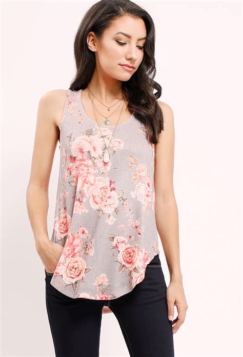 Knit Floral Print Sleeveless Top | Shop What's New at Papaya Clothing