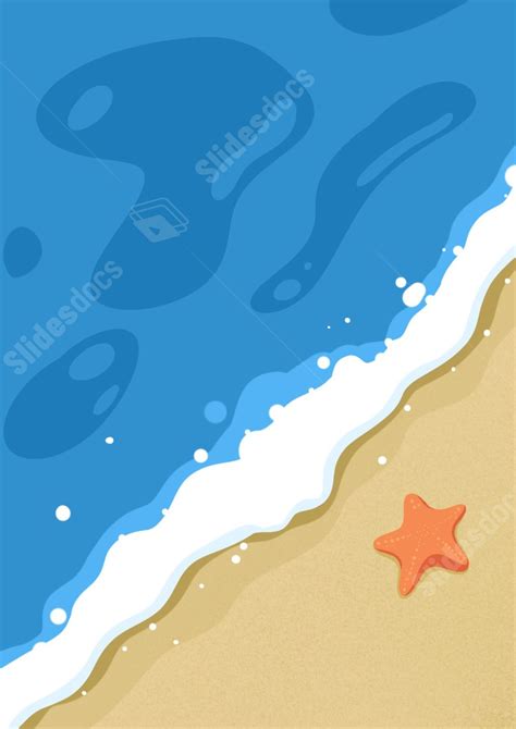 Vacation Beach Wallpaper With Blue Ocean Sun Starfish Illustration Page Border Background Word ...