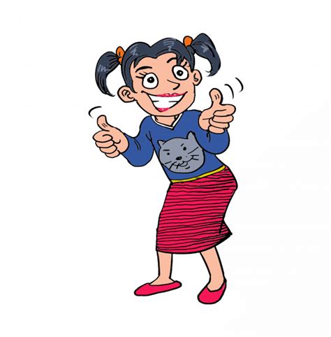 Girl gives thumbs up cartoon Vectors graphic art designs in editable .ai .eps .svg format free ...