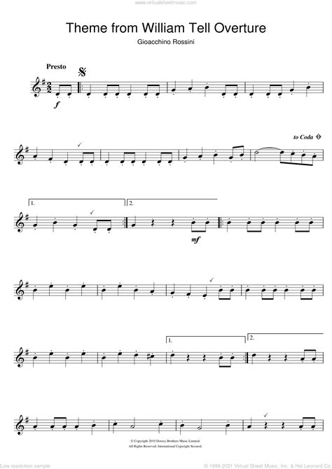 William Tell Overture (Finale) sheet music for flute solo (PDF)