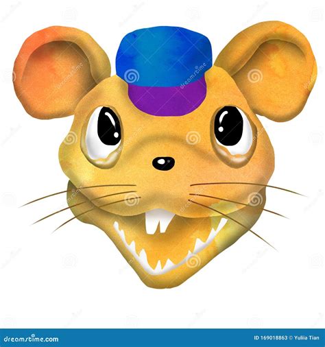 Illustration of a Funny Ugly Cartoon Mouse. Cutting Watercolor Texture. Design for T-shirts, and ...