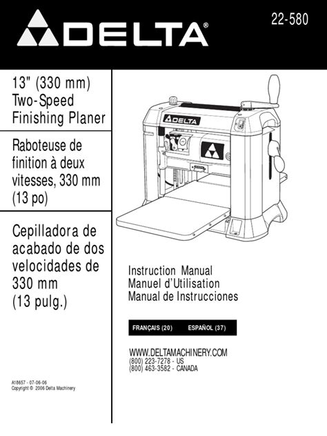 Delta Planer Manual | Ac Power Plugs And Sockets | Knife