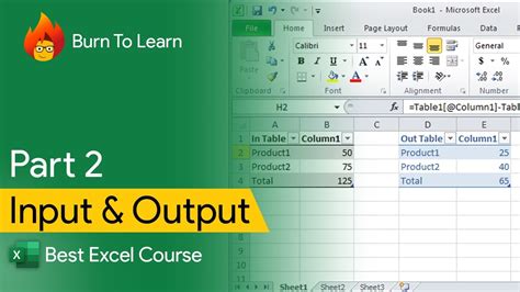 Excel Input Output Table