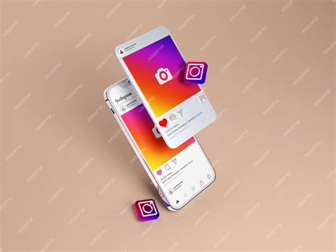 Premium PSD | Instagram social media mockup interface 3d rendered