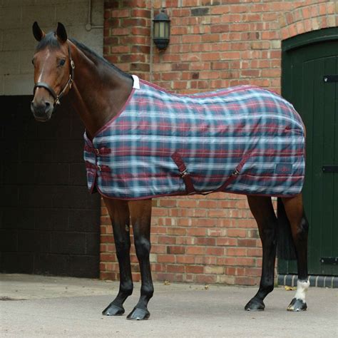 Saxon PP Stable Rug Medium II Dark Blue/ Claret Plaid at Burnhills