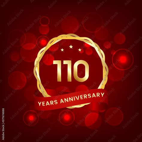 110 years anniversary. Anniversary template design with gold number and ...