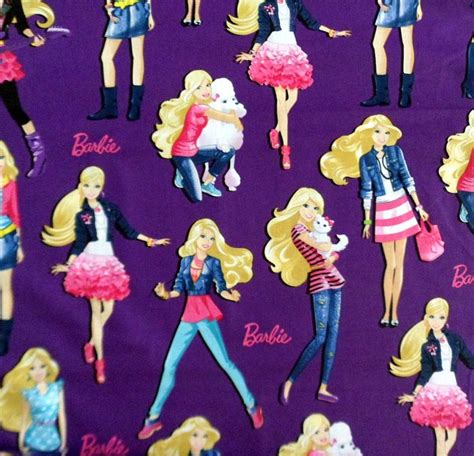 barbie dolls on purple background with name tags