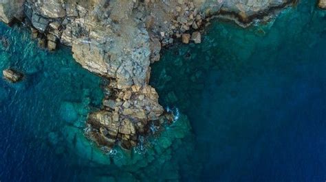 Aerial View of Ocean with Rocks