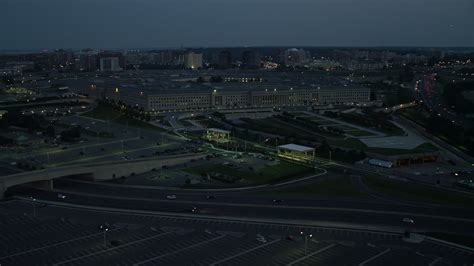 4.8K stock footage aerial video approaching The Pentagon in Washington ...