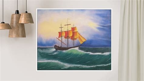 Ship Painting Sunset Original Art Seascape Oil Painting Canvas - Etsy