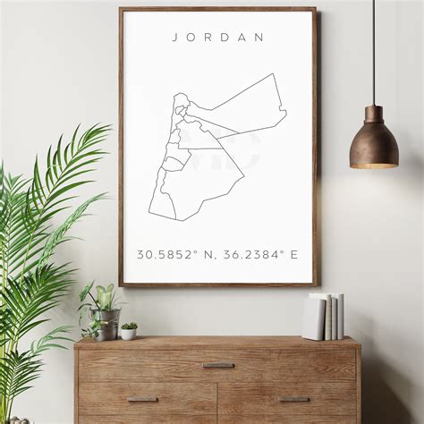 Jordan Map Outline, Minimal Jordan Map, Modern Jordan Map, Minimal ...