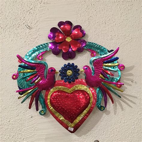 3-D Large Tin Mexican Hearts, Shiny Finish by Zinnia Folk Arts in 2020 ...