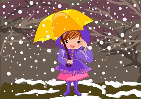 Little girl on snowy Day stock vector. Illustration of happy - 67090482