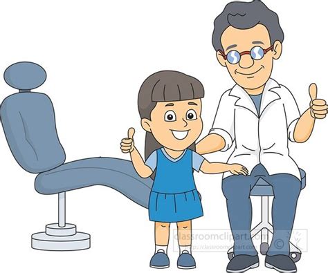 Dental Clipart-girl standing next to the dentist